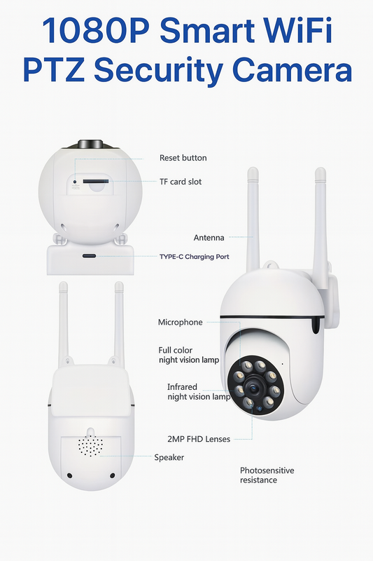 Smart PTZ WiFi Camera – Full HD, Two-Way Audio, Mobile App Alerts
